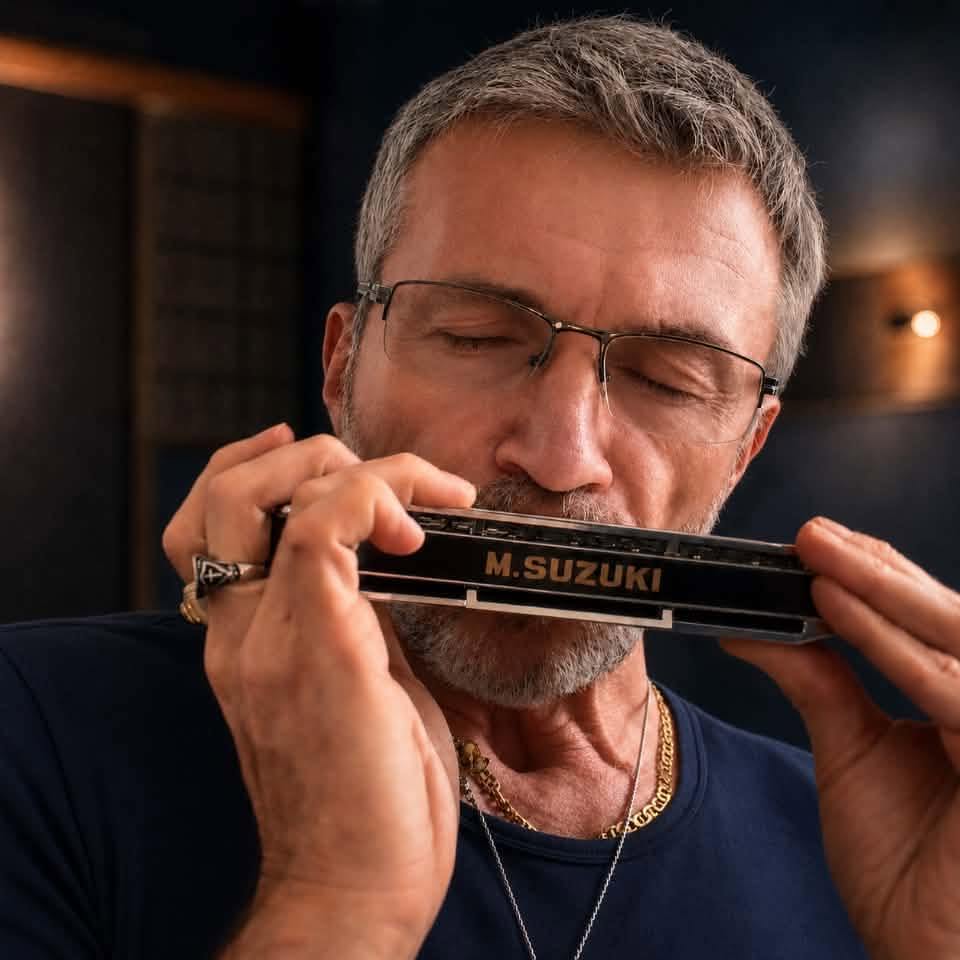 Frank Baezz tocando la armónica